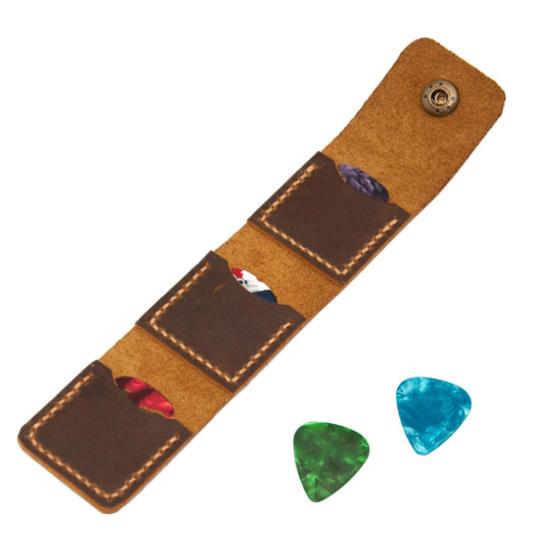 Чехол для медиатора на 3 слота, сумка-держатель медиатора, чехол из искусственной кожи для хранения медиатора с застежкой-кнопкой для любителей гитары