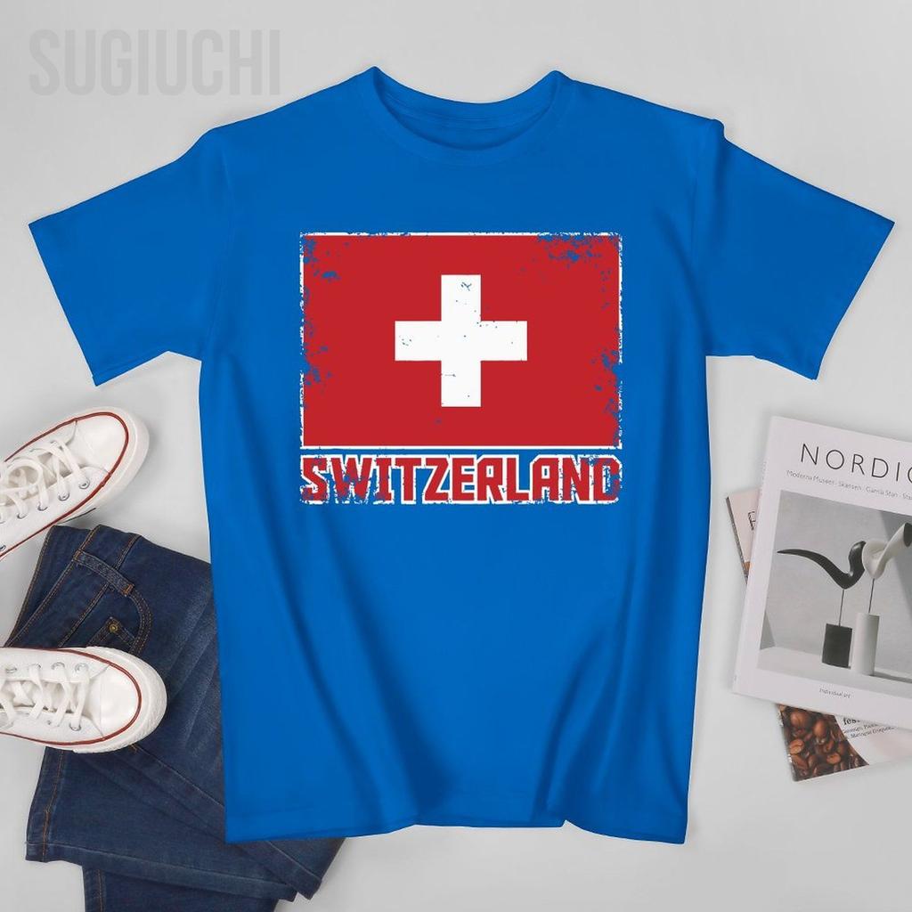 Unisex Vintage Switzerland Flag Suisse Swiss Tshirt Tees Oneck T Shirts WoUnisex Boys 100 Cotton TShirt