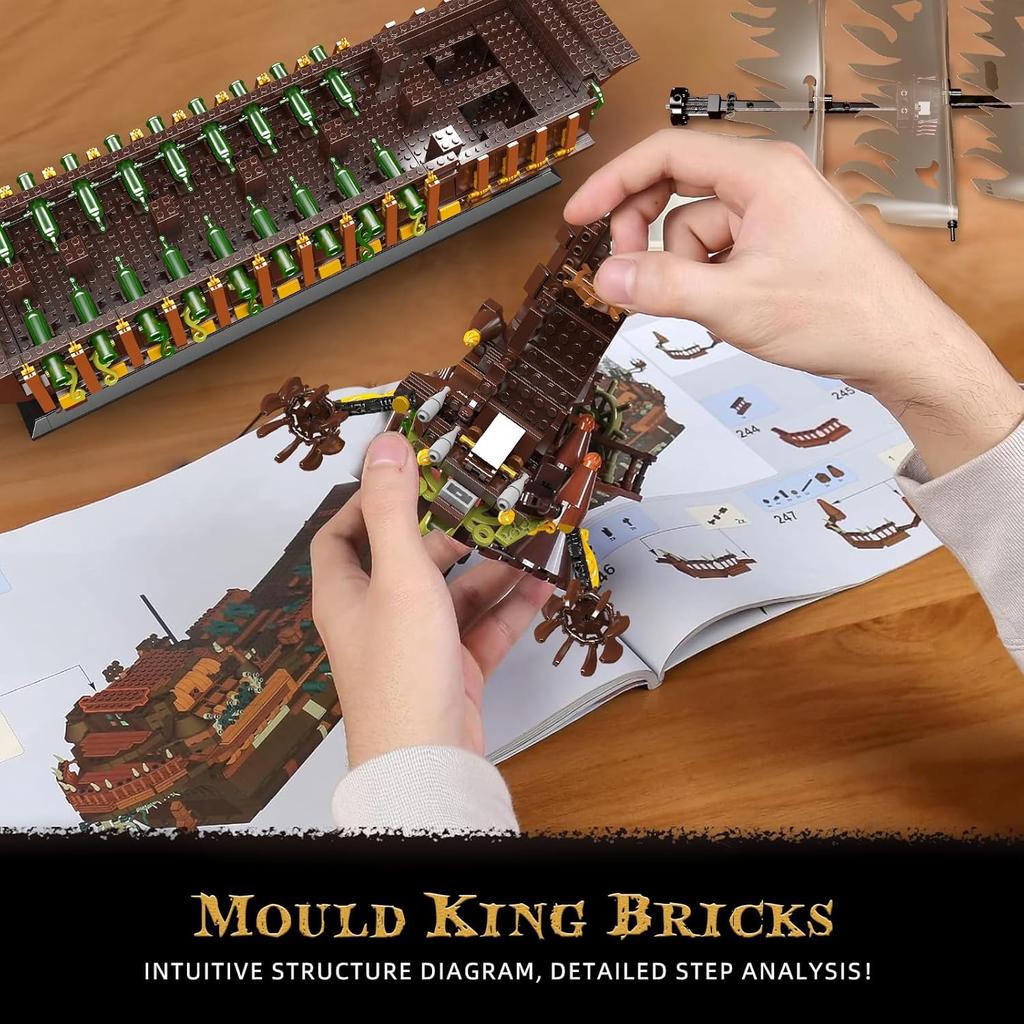 MOULD KING 13197 Пиратский корабль строительный блок MOC Летающий Дактман пиратский корабль модель сборки корабля игрушки дети рождественские подарки
