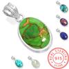 925 Sterling Silver Pendant Women Gemstone Handmade Jewelry Christmas Gift Blue Green Purple Copper Turquoise Pearl Lapis Mother Of Pearl Victorian