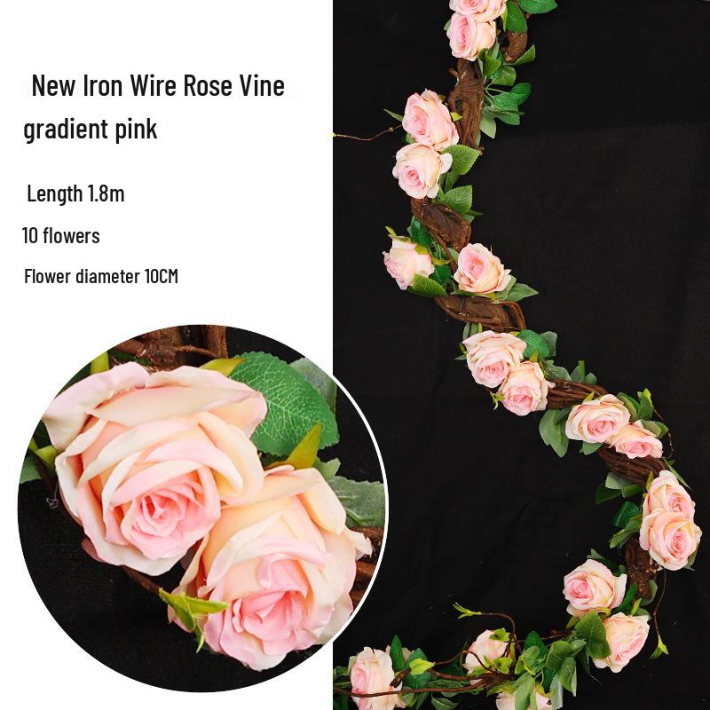 Ротанг Пластиковая Роза Лоза Искусственные Цветы для Свадебного Декора, Подвешивания к Потолку или Стене и Маскировки Труб Кондиционирования