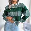 Женский свободный повседневный свитер с круглым вырезом и длинными рукавами в полоску с длинными рукавами