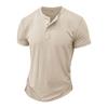 Summer European And American Men's Short Sleeved Men's Collarless T-shirt Solid Color Top