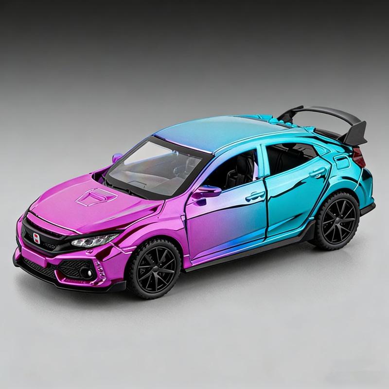 FIQ1 1:32 HONDA CIVIC TYPE-R Металлическая модель автомобиля Литье под давлением и игрушечные транспортные средства Металлическая модель спортивного автомобиля Звук и свет Коллекция Подарок для детей