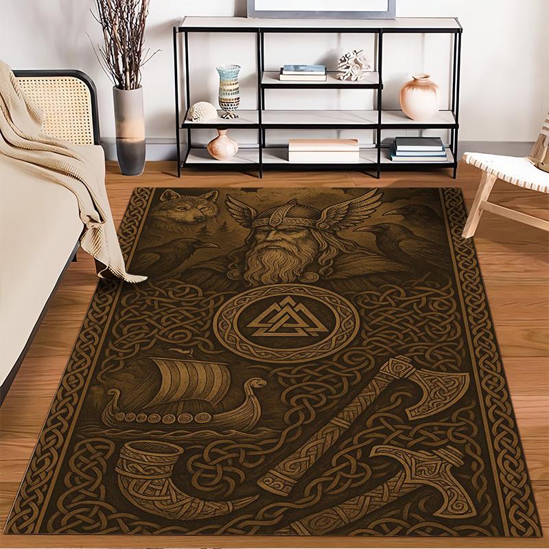 Mystical Norse Design Rug Non-slip rug suitable for living room and bedroom sofas