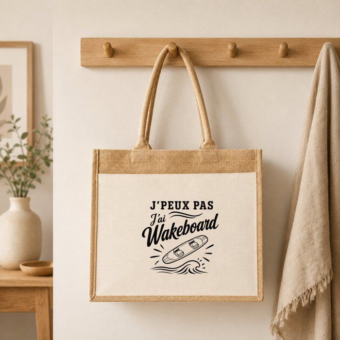 Sac cabas - PLANETEE - J'peux pas minimaliste - Toile de jute et coton - 21 L (43×33×21 cm) - Illustration au trait noir