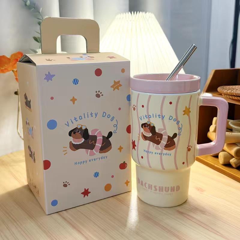 Large Capacity Ceramic Milk Cup Household Cute Drinking Cup Mug Birthday Gift Cup