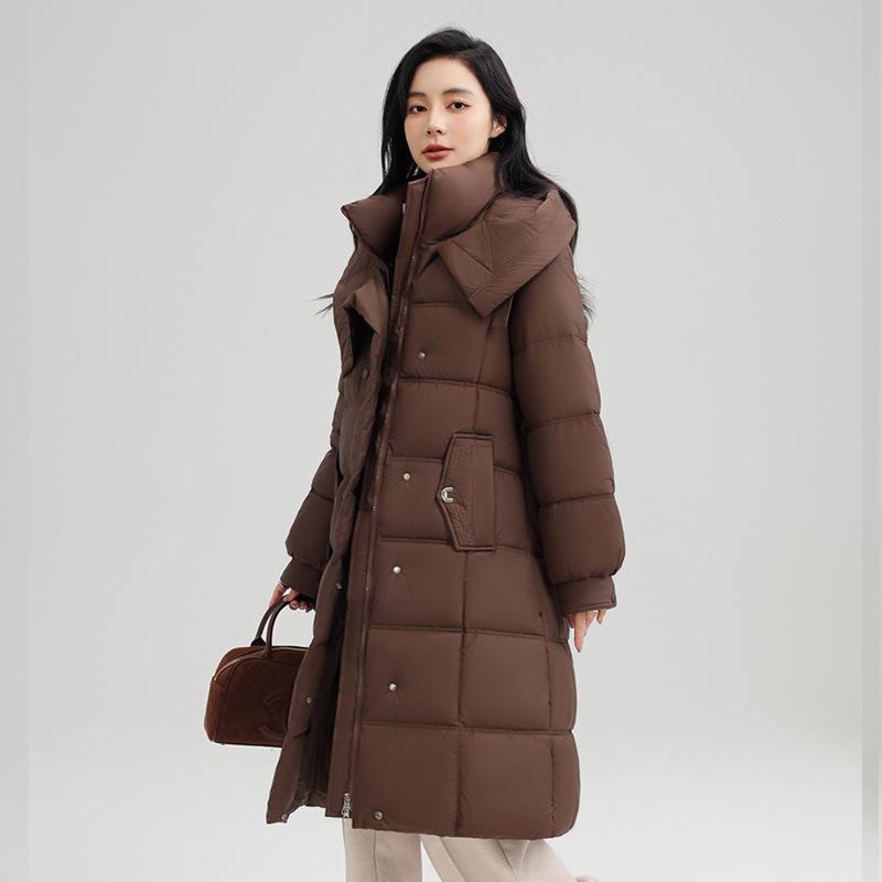 High-end women's belt padded jacket, foreign temperament, medium and long thickened padded jacket, new cold-proof clothing, padded clothing for women