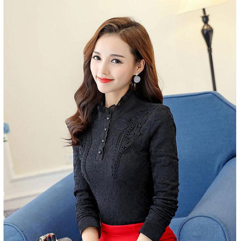 Зимняя модная теплая кружевная рубашка и блузка для женщин, флис ярких цветов