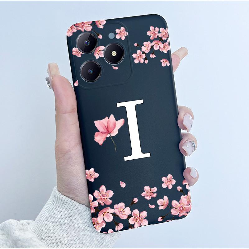 Милый Чехол с Цветочным Принтом для Realme C63 C61 Чехол из ТПУ для Realme Narzo N63 RMX3939 RMX3930 Мягкий Силикон Модный Чехол с Буквами