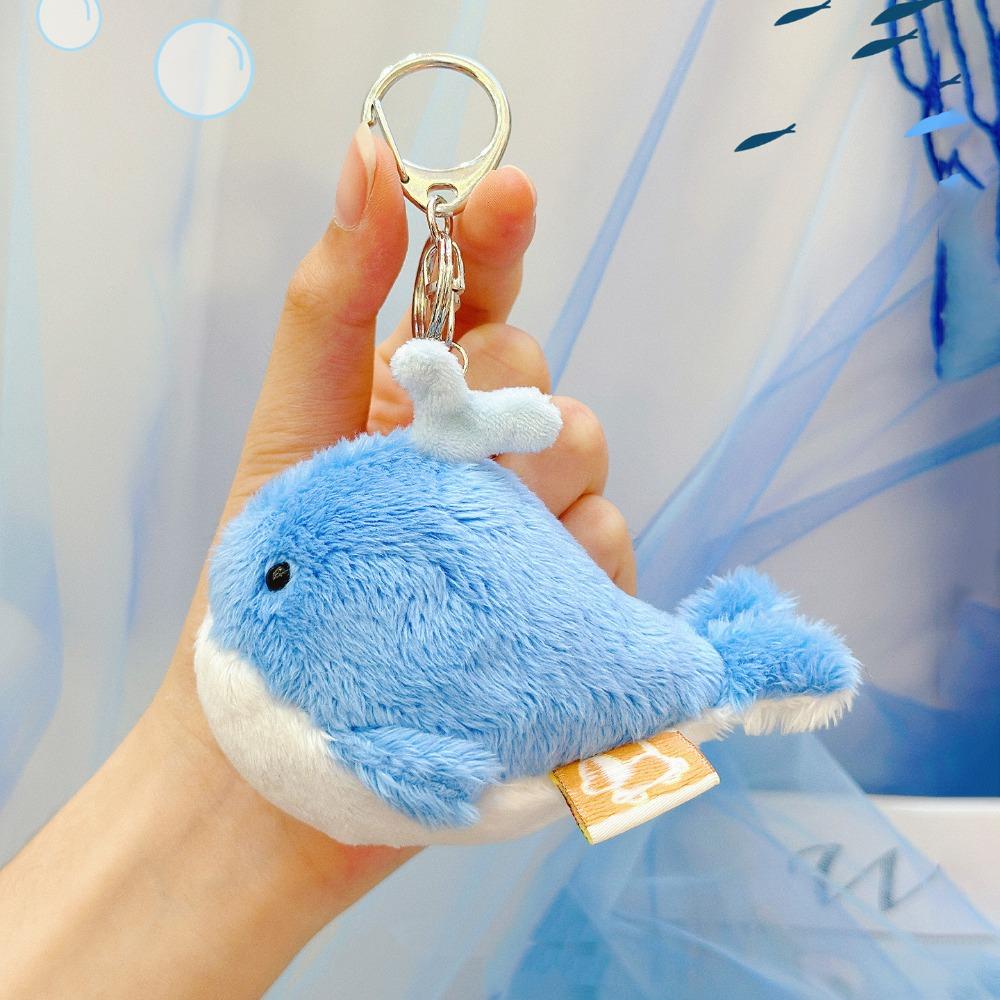 Soft Ocean Animal Keychain Small Turtle Kawaii Fluffy Whale Keyring Collection Octopus Press Sound Pendant Birthday Gift