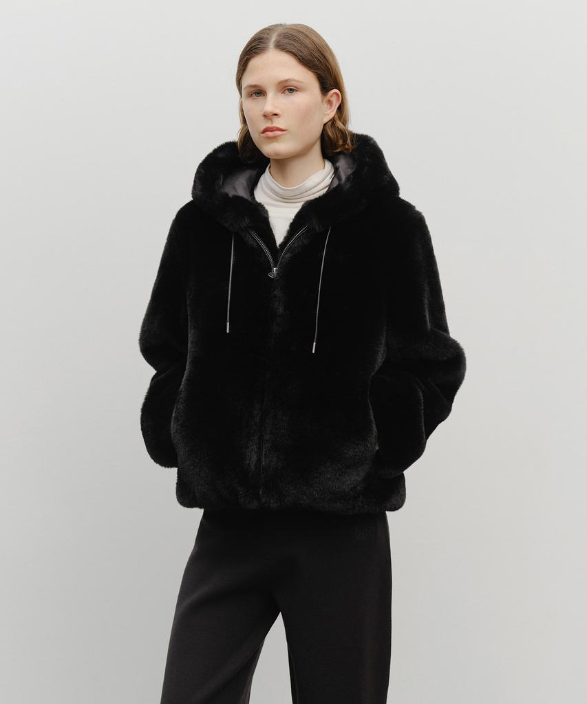 Marith + Franois Girbaud W Hooded Faux Fur Jacket Black
