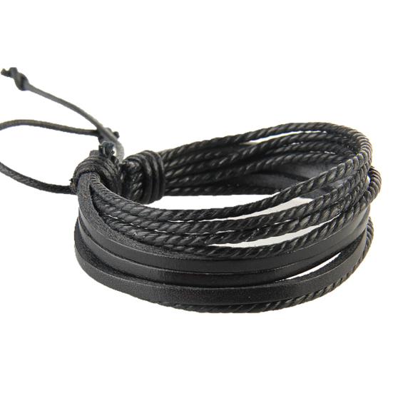 Многослойный плетеный веревочный браслет унисекс из искусственной кожи, подарок на запястье