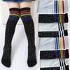 Японские новые хлопковые модные блестящие гольфы для девочек, цветные полосатые чулки со стразами для детей, детские носки для девочек