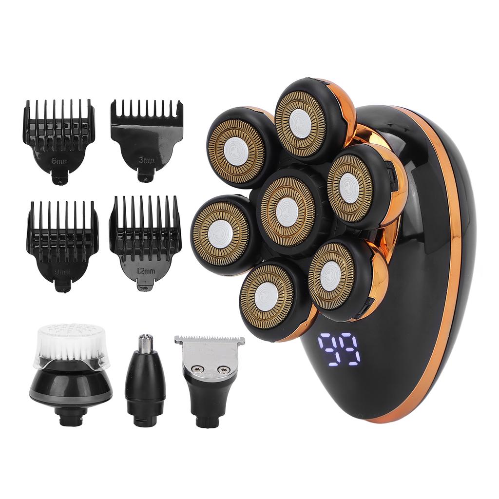 5 In 1 Electric Head Shaver IPX7 Waterproof Intelligent Floating Blades Hair Grooming Kit for Men