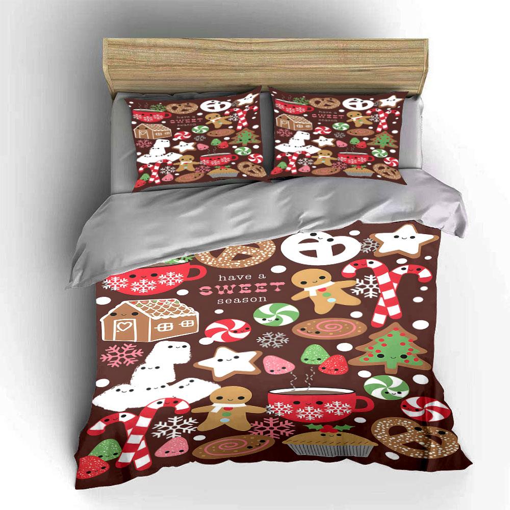 Gingerbread cookies, candy canes. Bedding sets Duvet cover sets Duvet covers Pillowcases(1 * Duvet Cover 2 * Pillowcases without duvet insert)
