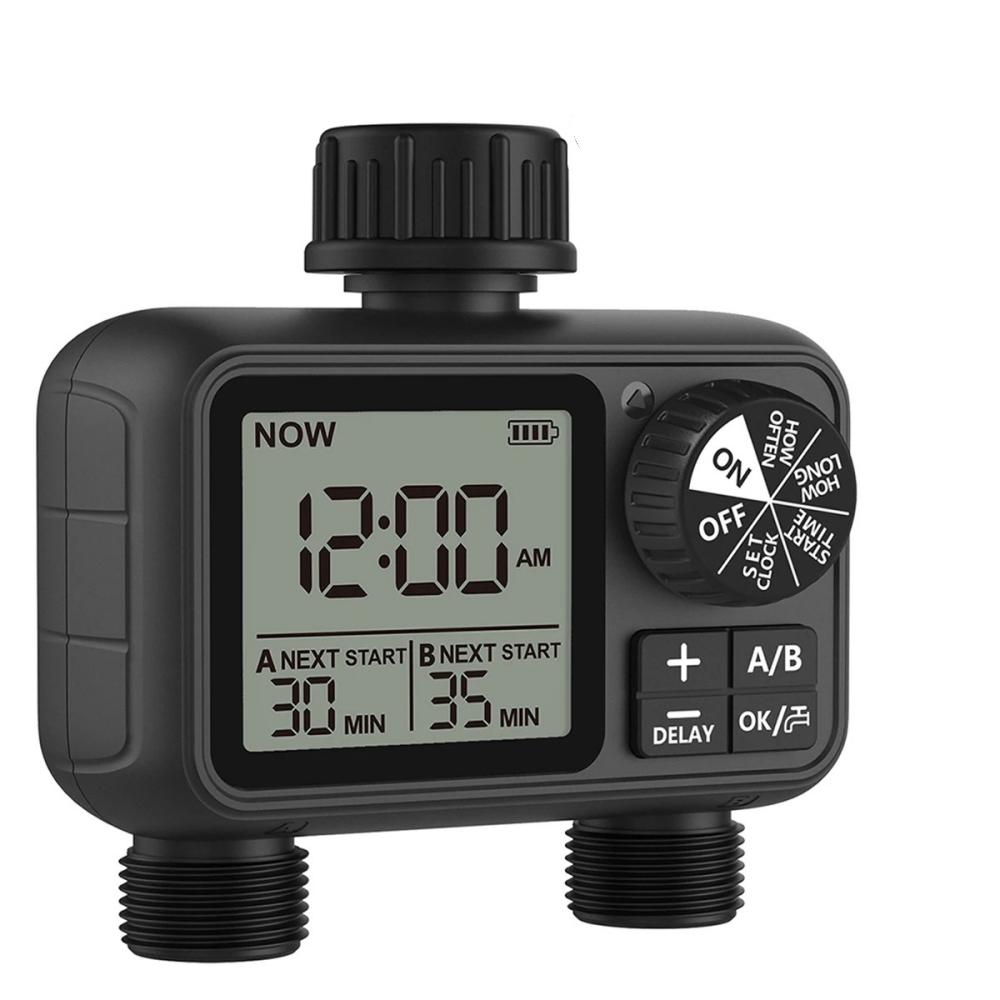 Новейший цифровой таймер подачи воды с 2 выходами, независимое программирование, регулируемый разбрызгиватель, простая установка, полив газона в саду