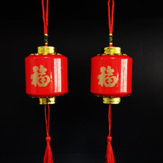 Traditional Chinese New Year Lantern Fu Character Print Spring Festival Lantern with Tassel Holiday Decoration