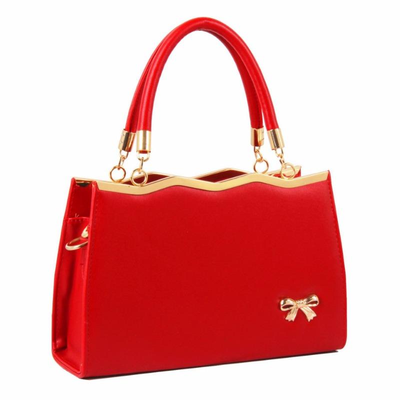 Women's Bag New Fashion Casual Bow Straddle Bag Solid Color Zipper One Shoulder Handbag
