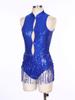 Women's Shiny Sequins Tassel Latin Jazz Dance Leotard Backless Fringed Bodysuit Lyrical Dance Costume