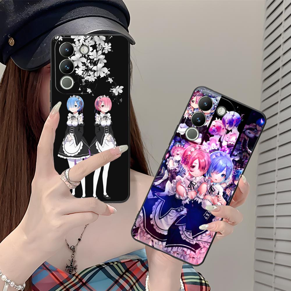 ReZero Рем Рам Матовый ТПУ Чехол для Мобильного Телефона для VIVO Y77 76 75 74 73 72 58 56 55 51 50 38 36 Y19 Y18 Y03 Y01 5G Цветная Крышка