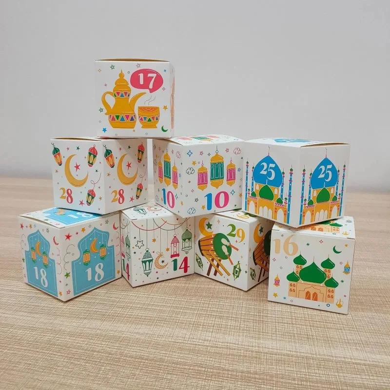 Коробка для конфет Ид Мубарак Календарь 30 шт. Коробка для конфет из коровьей бумаги Перевернутая рождественская подарочная коробка Новогоднее украшение