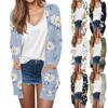 Women's Fashion Casual Retro Floral Print Mid-Length Cardigan Jacket