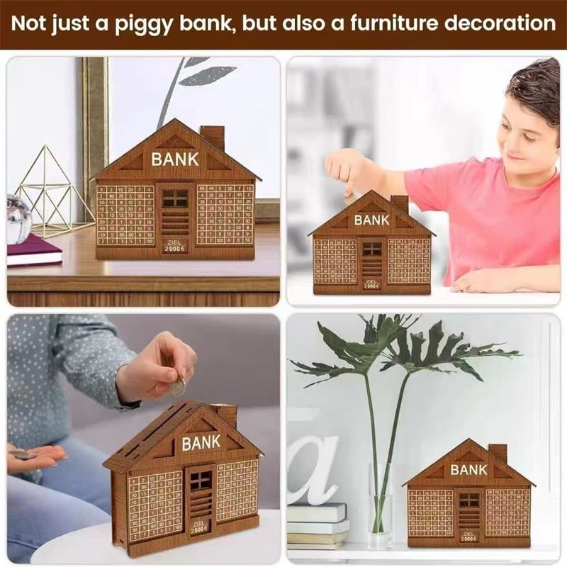 Wooden Money Bank With Counter Money Piggy Bank 10000 Saving Challenge Money Box