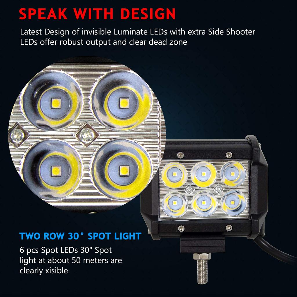 RIGIDON 2 шт. 4-дюймовый 18 Вт рабочий светодиодный прожектор с узким углом обзора LED 6000K водонепроницаемый пылезащитный универсальный для 12 В/24 В