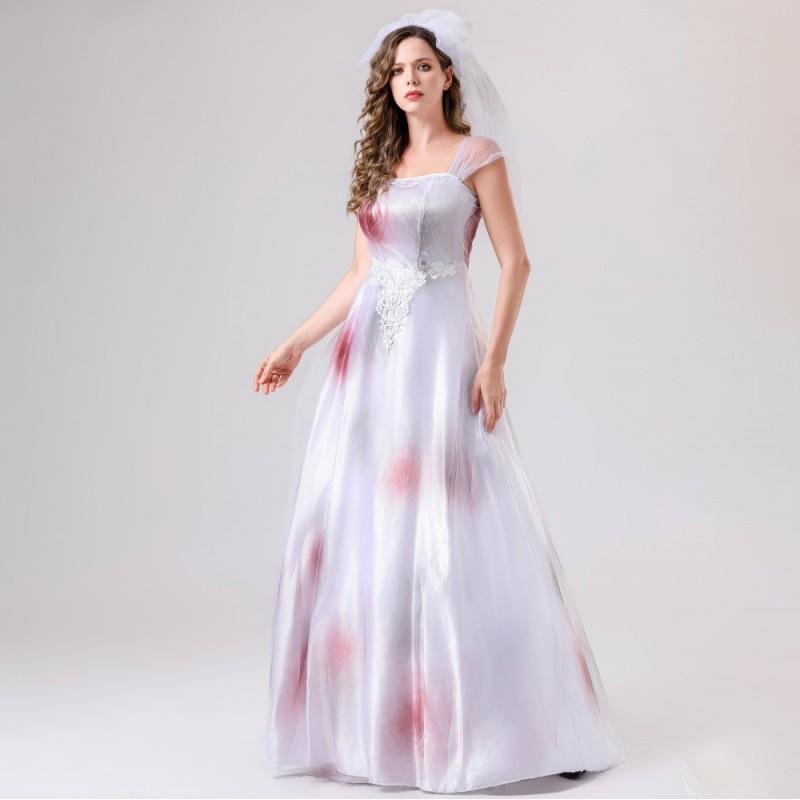Halloween Ghost Bride Costume Womens Cosplay Dress Party Ball Stage