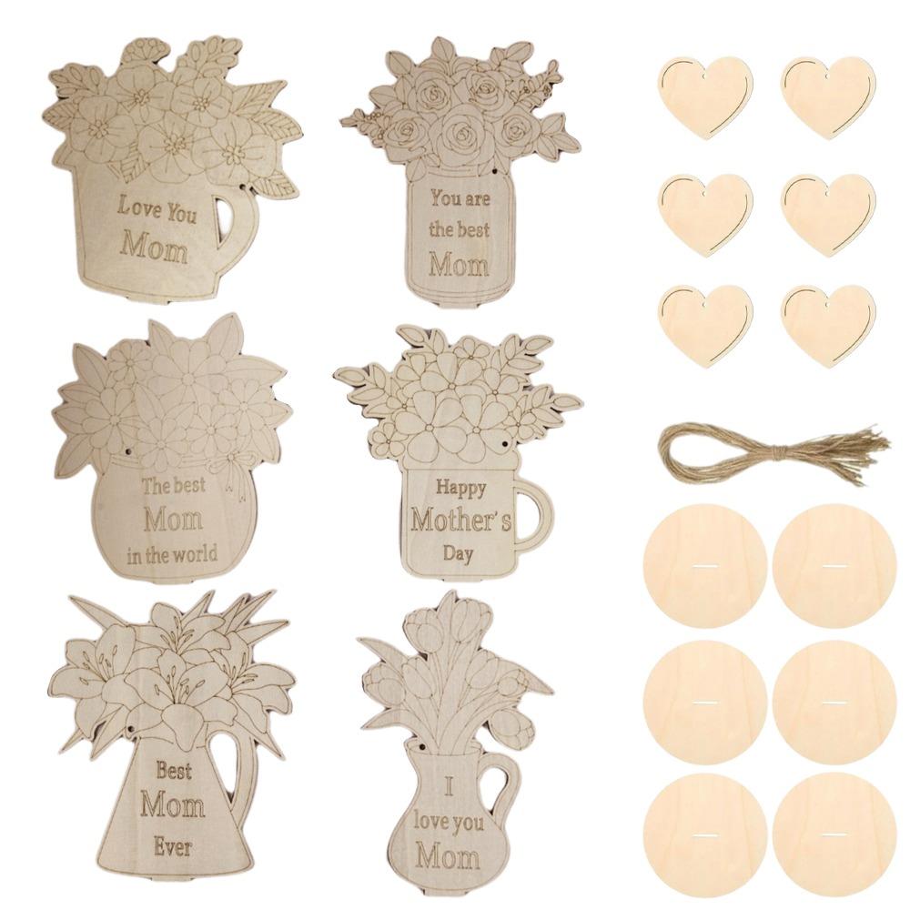 Деревянное украшение-цветок Сделай сам Забавная Креативная Деревянная Роза Тюльпан Заготовки Украшение Подарки на День Матери Детские Подарки Принадлежности