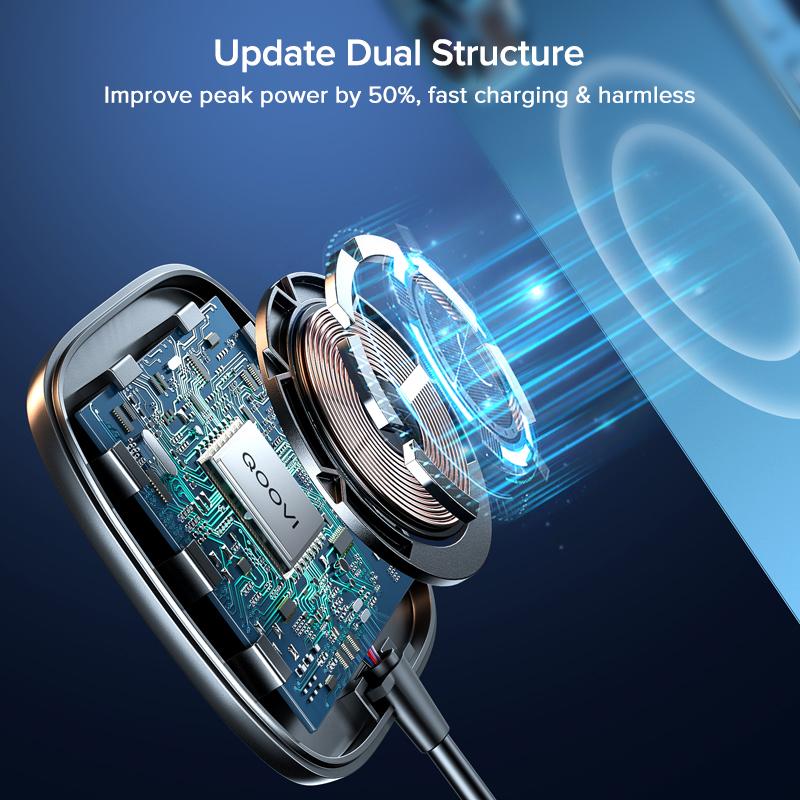 QOOVI Магнитное беспроводное зарядное устройство 15 Вт для iPhone 13 12 Pro Max Mini Qi с магнитной подставкой для быстрой зарядки телефона