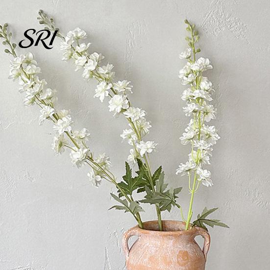 Forest Style Flower Arrangement Larkspur Artificial Flowers Realistic Delphinium with Bendable Stems Rustic Floor Eco-friendly Vase Decor for
