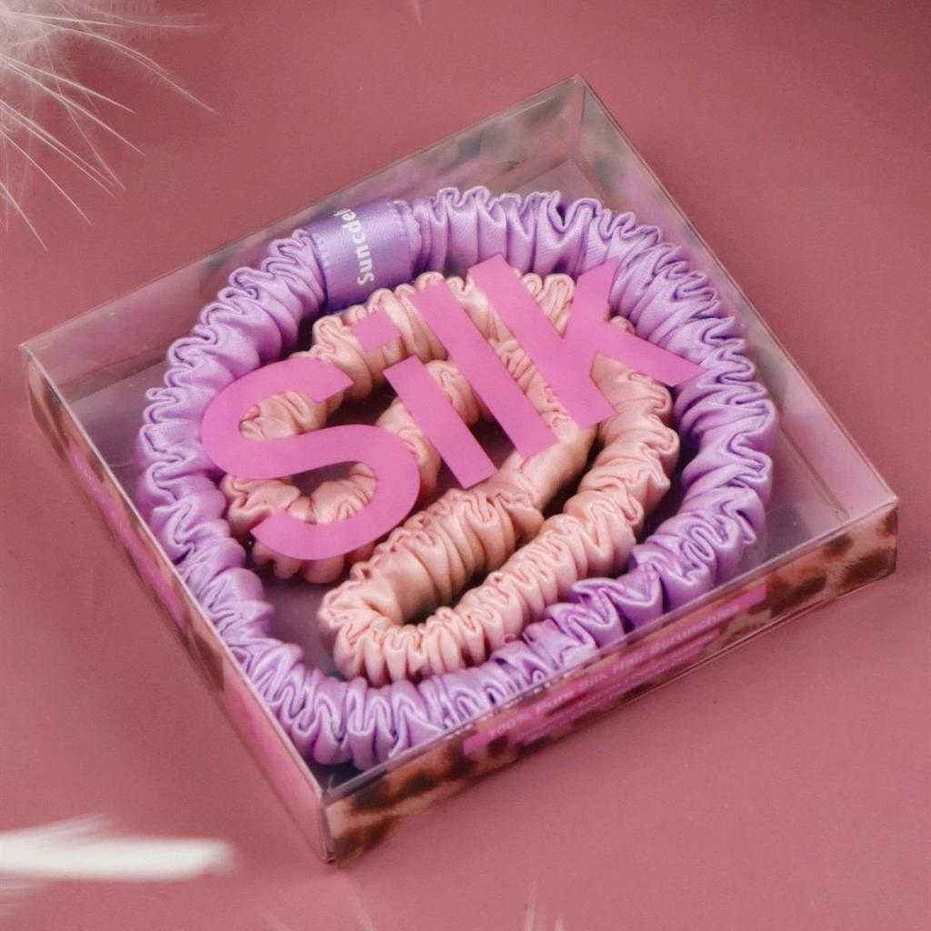 2PCS 100% Silk Hair Scrunchies For Women Girls High Quality Hair Ties HairBands Silk Suitable for Valentine's Day 22Momme Silk Hair Accessoires