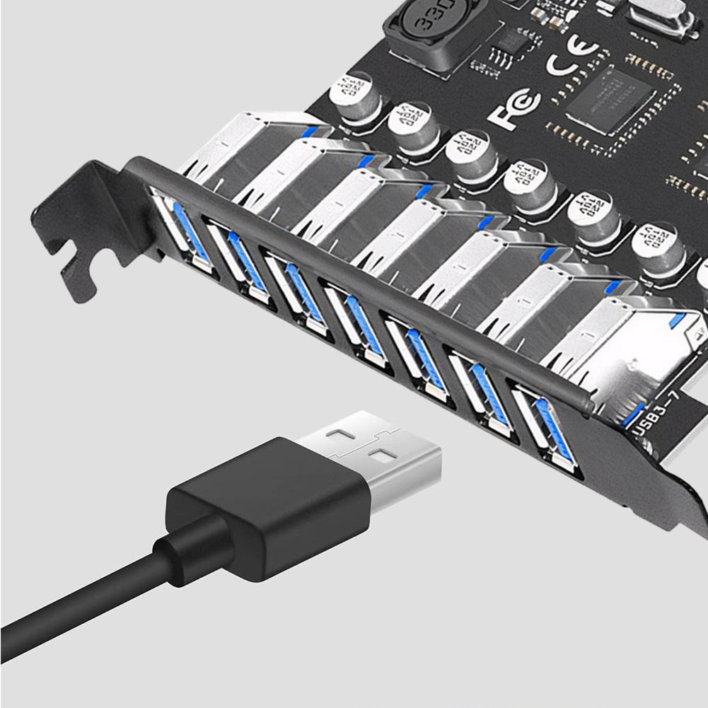 7-Port USB 3.0 PCIe Expansion Card 5Gbps PCIe USB 3.0 Hub Controller Adapter External Controller for Windows 11/10/8/7/XP/Linux
