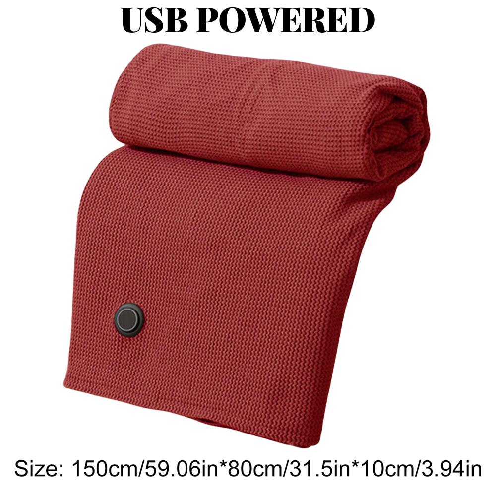 Wearable Electric Heated Blanket with 3 Heating Levels USB Heating Blanket Soft Zipper Heated Blanket Shawl Winter Warmer Scarf