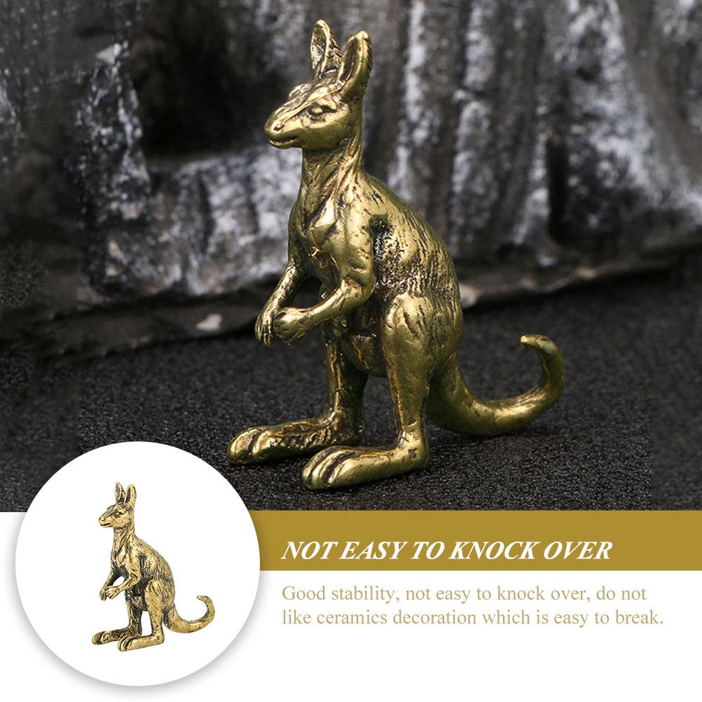 Маленькая статуэтка кенгуру, латунный орнамент, золотой декор, креативная настольная скульптура, винтажные игрушки