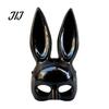 Soft Material Rabbit Mask Halloween Bunny Half Face Mask, Costume Prop with Long Realistic Animal Ears, Plastic Cosplay for Adults, Masquerade
