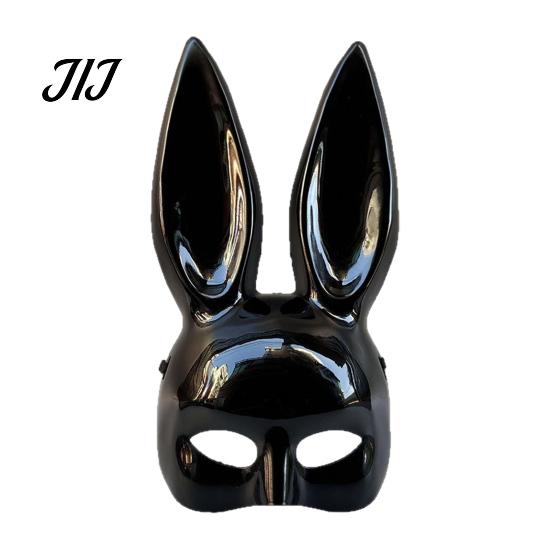 Soft Material Rabbit Mask Halloween Bunny Half Face Mask, Costume Prop with Long Realistic Animal Ears, Plastic Cosplay for Adults, Masquerade