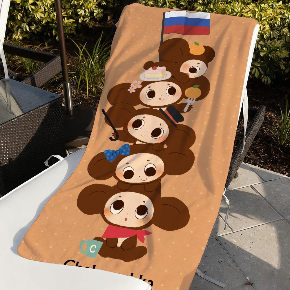 Мультяшное полотенце Чебурашка для плавания, йоги, спортзала, быстросохнущее, мягкое и приятное для кожи, пляжные полотенца, всесезонное