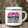 Merci Maitre Printed Mugs Creative Coffee Tea Cups Drinks Water Milk Enamel Mug School Home Handle Drinkware Gifts for Teacher