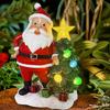 Christmas Santa Figurine Solar Light Resin Snowman Santa Claus Tree Statue Decorative Lamp Home Office Desktop Ornament