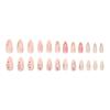 Cat's Eye Gilt Flower White Sweet Versatile Medium and Long Almond Nail Removable Manicure 24 Pieces
