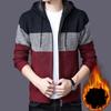 Knitted Cardigan Men's Velvet Thickened Zipper Casual Loose Warm New Winter Hooded Sweater Men's Jacket