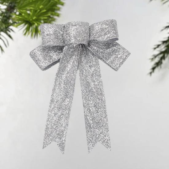 Рождественский бант Yousheng, двухслойный, блестящий, праздничный, многоразовый, елочный декор, легкий, для новогодней вечеринки, большой рождественский бант