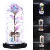 Rose Flower Artificial Colorful Flower In Flask LED Flashing Flowers In Glass Dome for Wedding Decoration Valentine's Day Gift