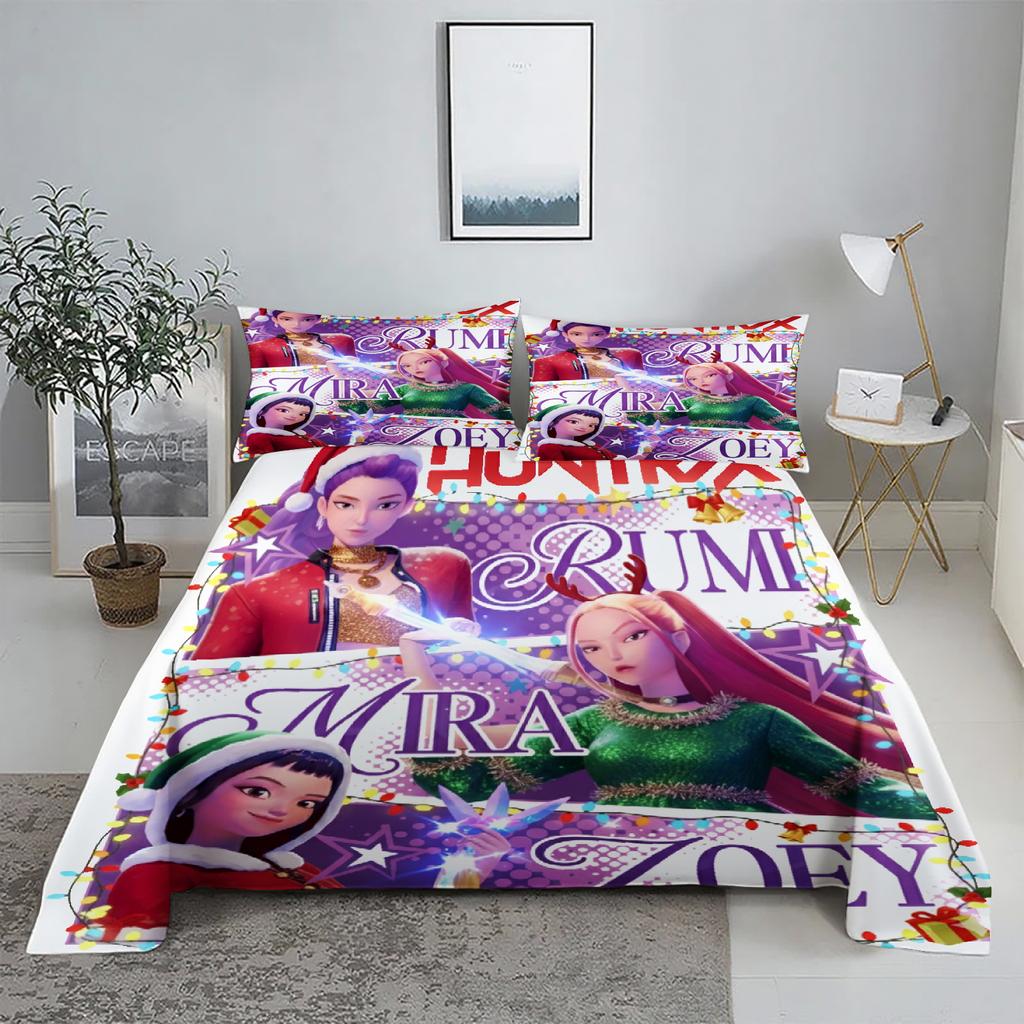 3PCS Kpop Demon Hunter Bedding Set K pop Demon Hunters Christmas Gift for Kids Friends Christmas Decoration for Home Bed Linen