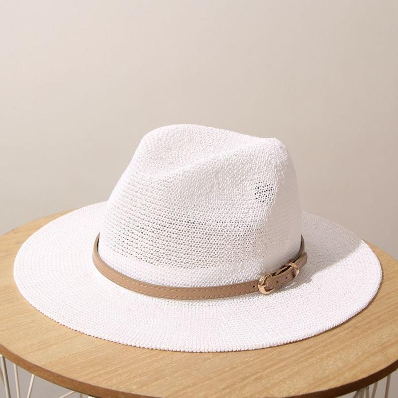 Classic Beige Panama Straw Hat Women's Casual Versatile Wide Brim Straw Hat Men's Summer Top Hat Sun Hat Women's