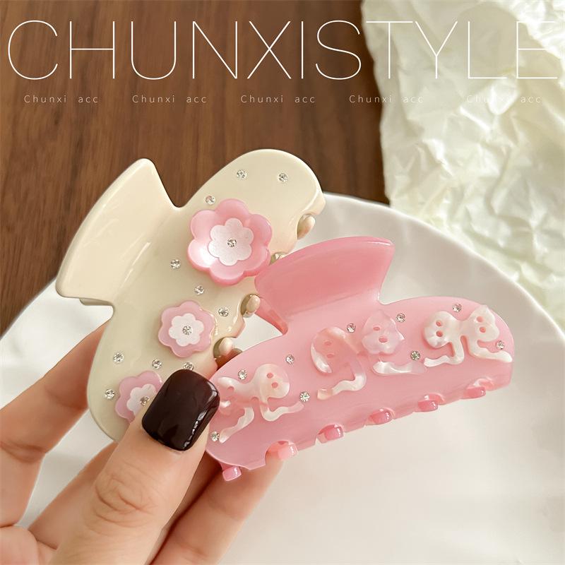 Заколка для волос EmiJay Розовый цветок и бабочка - Милая романтичная заколка-акула