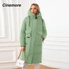Cinemore Женская куртка, зима 2024, теплые длинные парки, верхняя одежда с капюшоном, женская одежда, модный пуховик, женское пальто 06